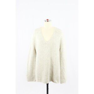 Aritzia GOLDEN BY TNA Denning Beige Mohair Oversized V-Neck Sweater, Size M